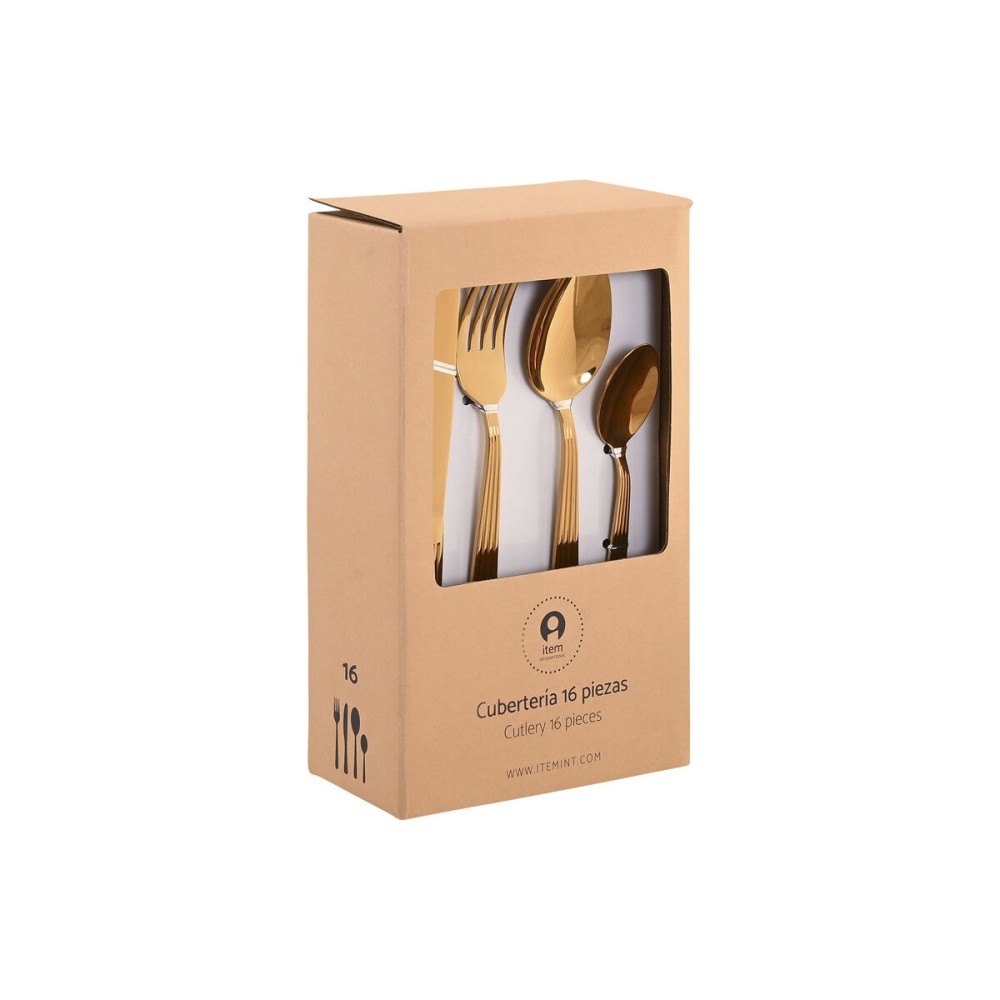 Besteck Home ESPRIT Gold Edelstahl 15 x 7 x 24 cm 16 Stücke