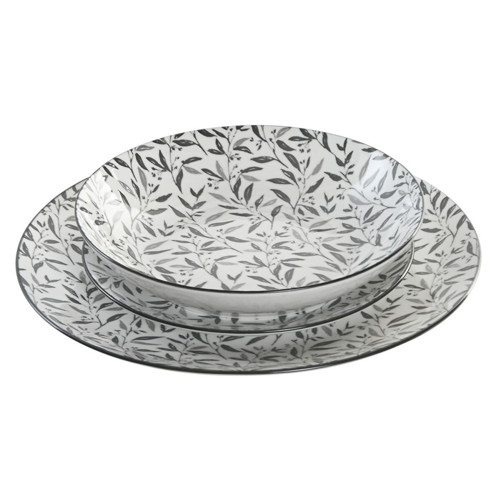Assiettes Home ESPRIT Gris clair Porcelaine 18 Pièces