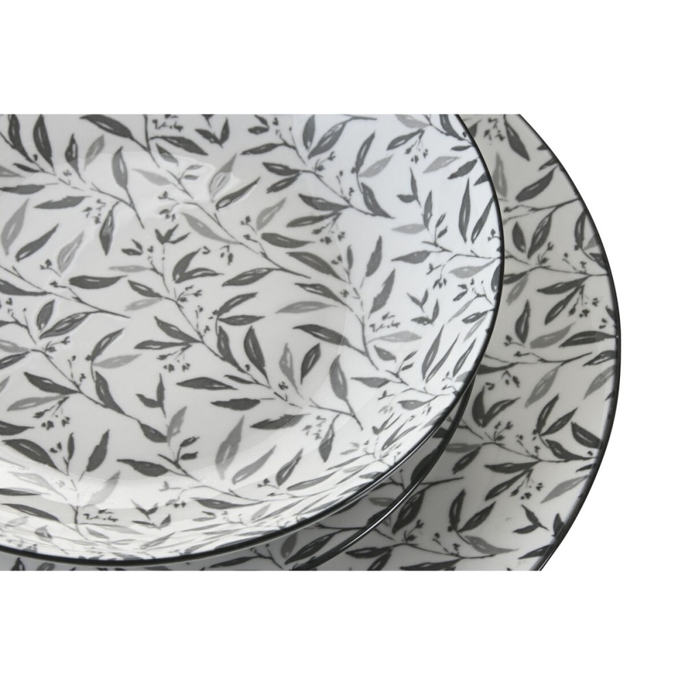 Tableware Home ESPRIT Light grey Porcelain 18 Pieces