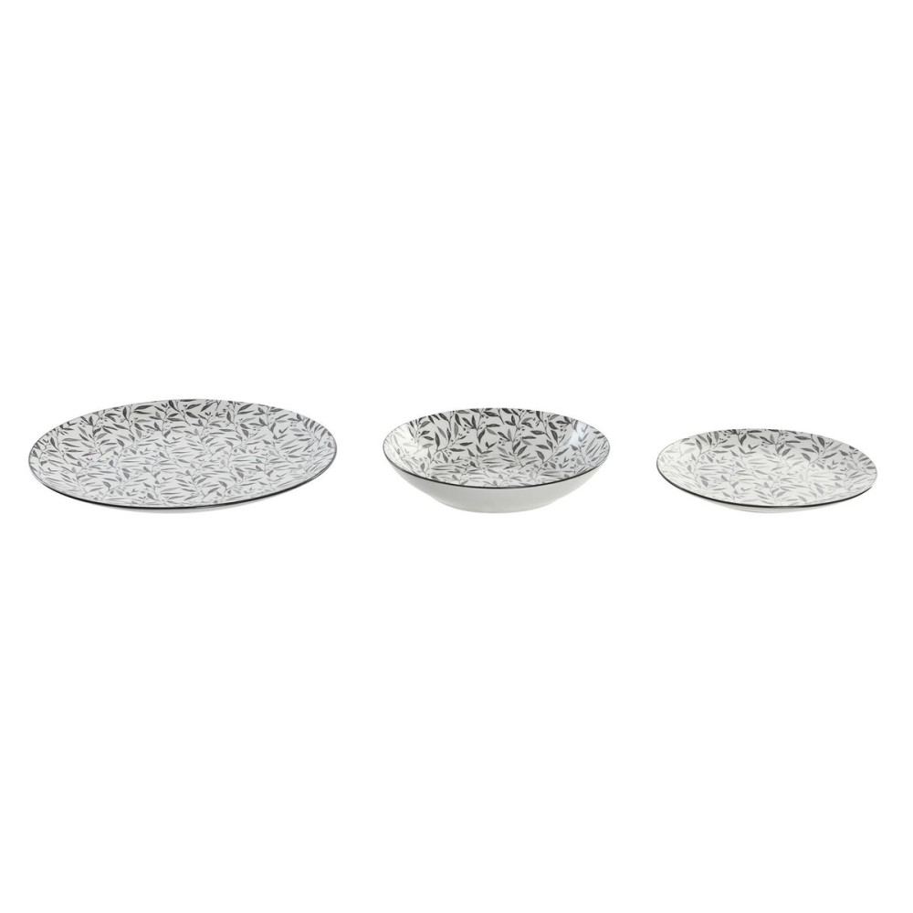 Assiettes Home ESPRIT Gris clair Porcelaine 18 Pièces
