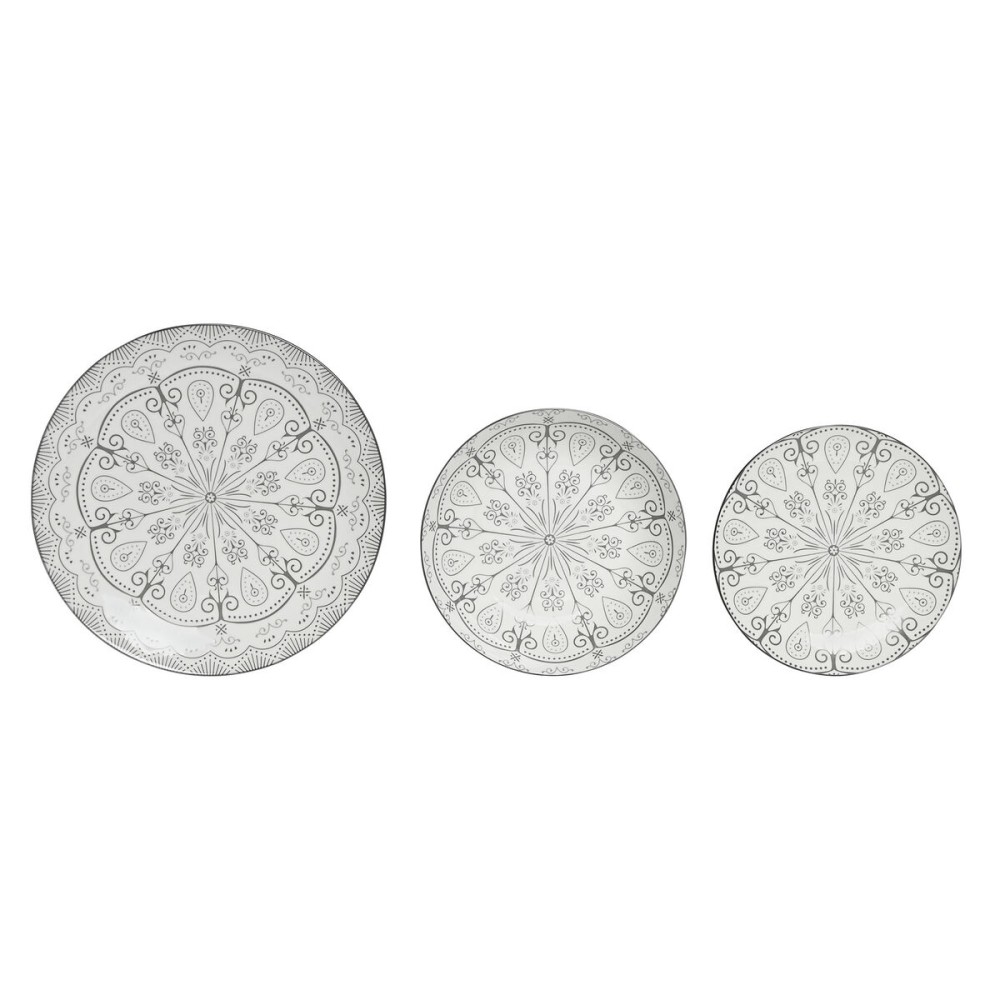 Tableware Home ESPRIT Light grey Porcelain Scandi 18 Pieces