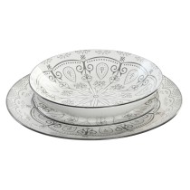 Tableware Home ESPRIT Light grey Porcelain Scandi 18 Pieces