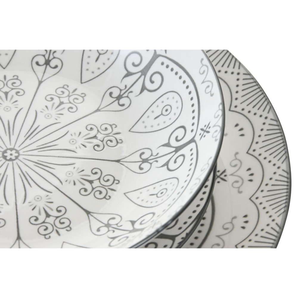 Tableware Home ESPRIT Light grey Porcelain Scandi 18 Pieces