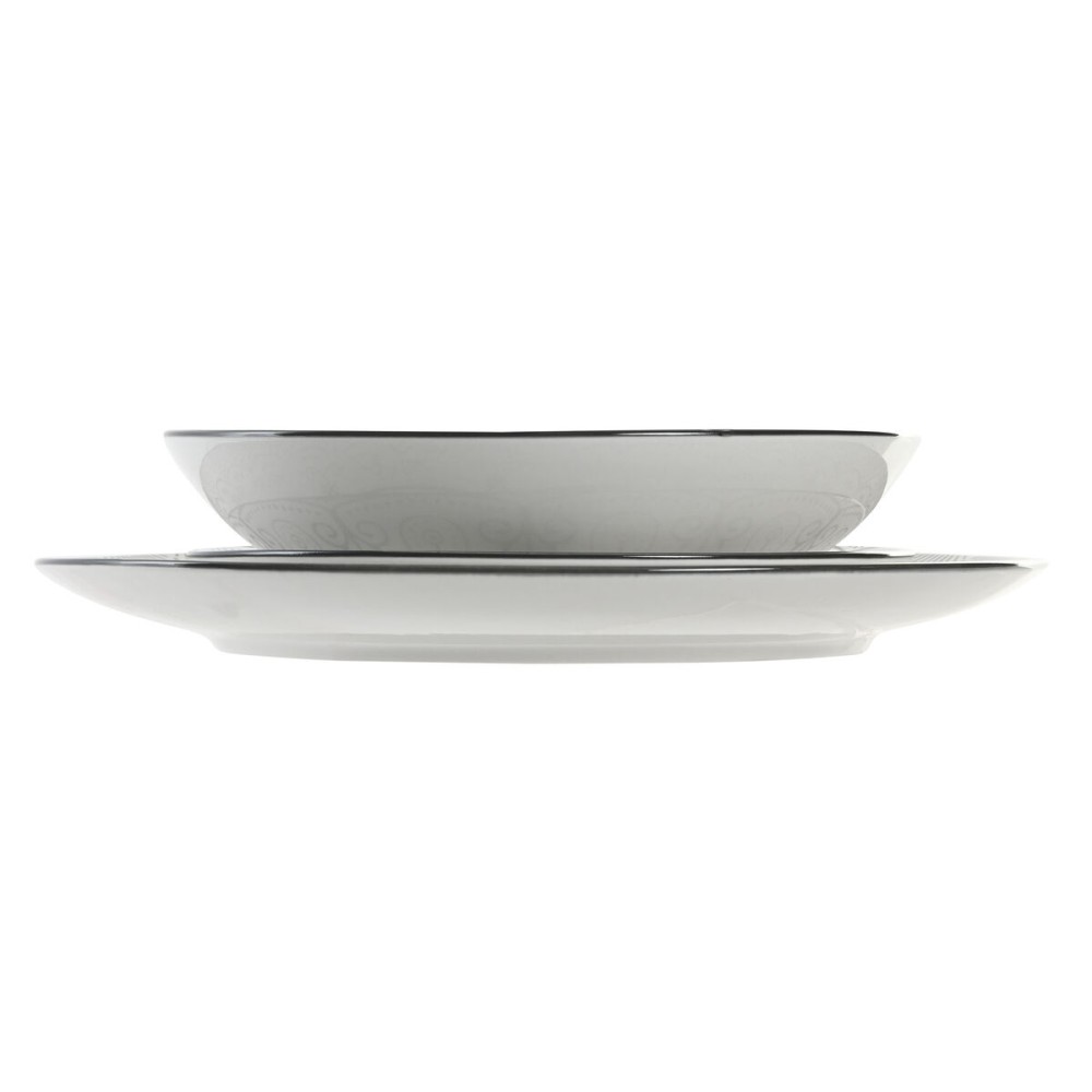 Tableware Home ESPRIT Light grey Porcelain Scandi 18 Pieces