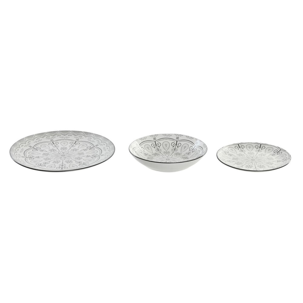 Tableware Home ESPRIT Light grey Porcelain Scandi 18 Pieces