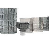 Set aus Gläsern mit Flasche Home ESPRIT Grau Kristall Urban 900 ml