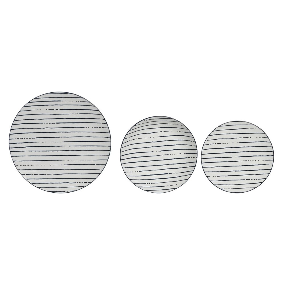 Tableware Home ESPRIT Blue Porcelain Stripes Mediterranean 18 Pieces