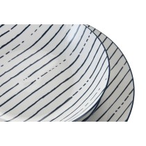 Assiettes Home ESPRIT Bleu Porcelaine Rayures méditerranéen 18 Pièces
