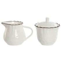 Milchkännchen und Zuckerdose Home ESPRIT Weiß Braun Porzellan 250 ml 12 x 8,4 x 8 cm 2 Stücke