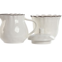 Milchkännchen und Zuckerdose Home ESPRIT Weiß Braun Porzellan 250 ml 12 x 8,4 x 8 cm 2 Stücke