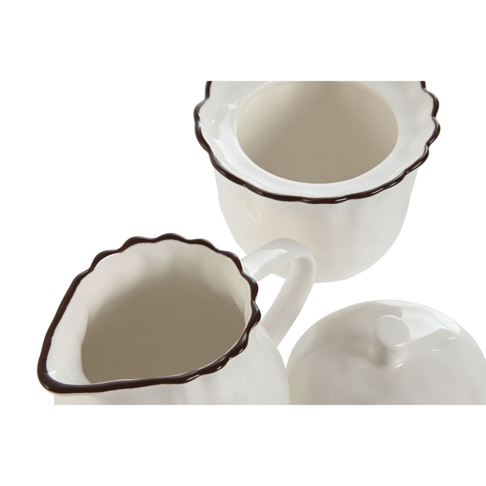 Milchkännchen und Zuckerdose Home ESPRIT Weiß Braun Porzellan 250 ml 12 x 8,4 x 8 cm 2 Stücke