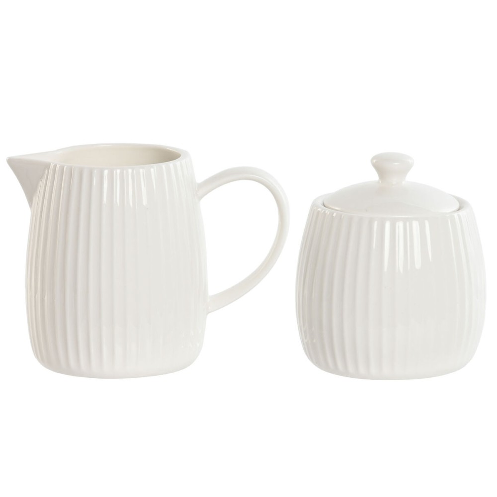 Milchkännchen und Zuckerdose Home ESPRIT Weiß Porzellan 250 ml 12 x 7,6 x 9 cm 2 Stücke