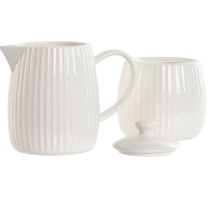 Milk jug and sugar bowl Home ESPRIT White Porcelain 250 ml 12 x 7,6 x 9 cm 2 Pieces