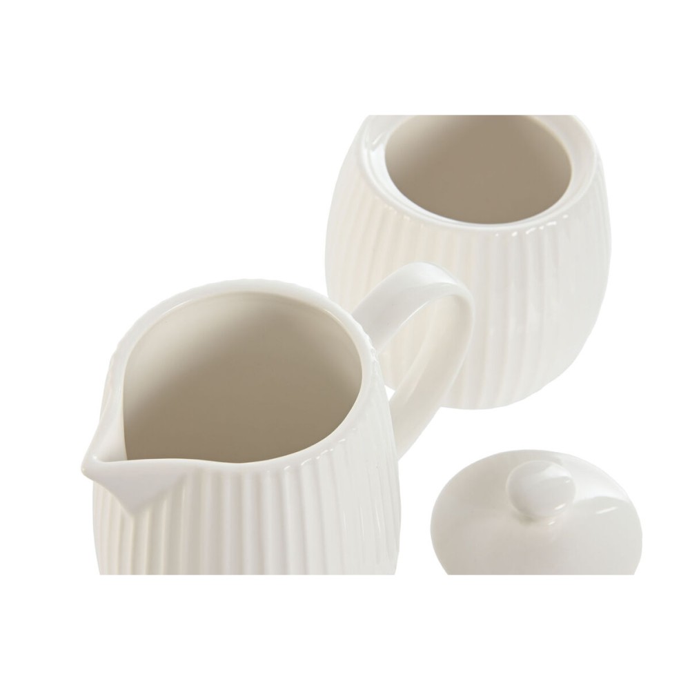 Milchkännchen und Zuckerdose Home ESPRIT Weiß Porzellan 250 ml 12 x 7,6 x 9 cm 2 Stücke