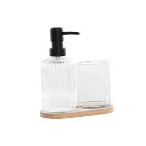 Ensemble de Bain Home ESPRIT Transparent Naturel Bambou Verre Moderne 3 Pièces