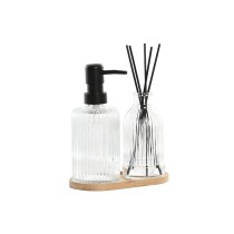Badezimmer Set Home ESPRIT Schwarz Durchsichtig Bambus Kristall Moderne 3 Stücke