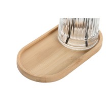 Ensemble de Bain Home ESPRIT Noir Transparent Bambou Verre Moderne 3 Pièces