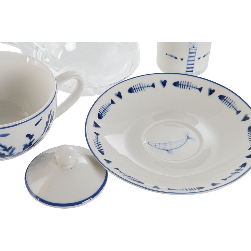 Teekanne Home ESPRIT Blau Weiß Kristall Porzellan