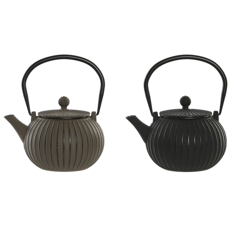 Teekanne Home ESPRIT Schwarz Beige Edelstahl Eisen 1 L (2 Stück)
