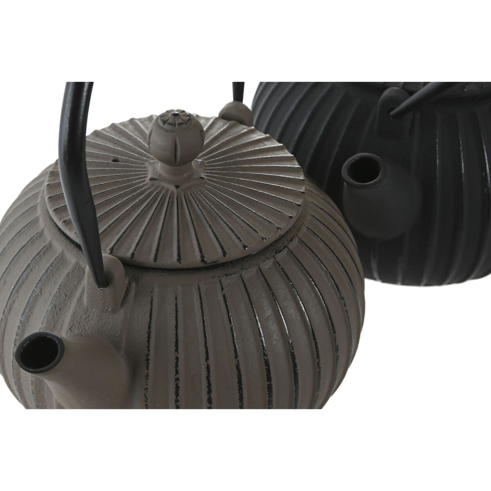 Teekanne Home ESPRIT Schwarz Beige Edelstahl Eisen 1 L (2 Stück)