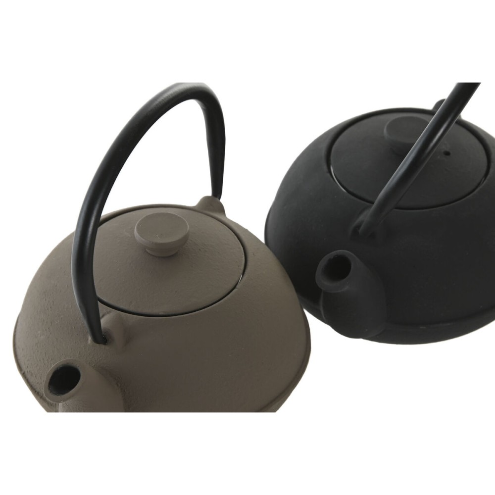 Théière Home ESPRIT Noir Beige Acier inoxydable Fer 300 ml (2 Unités)