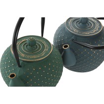 Teekanne Home ESPRIT Blau grün Edelstahl Eisen 1 L (2 Stück)