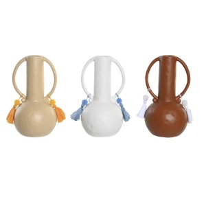 Vase DKD Home Decor Weiß Beige Terrakotta Dolomite Randbereich 14 x 14 x 25,6 cm (3 Stück)