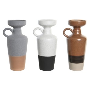 Vase DKD Home Decor Weiß Grau Terrakotta Porzellan 13,3 x 11 x 27,3 cm 13,3 x 11 x 28 cm (3 Stück)