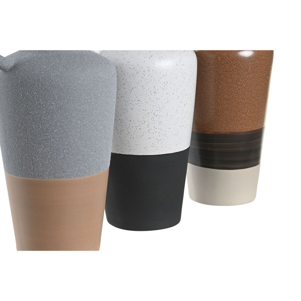 Vase DKD Home Decor White Grey Terracotta Porcelain 13,3 x 11 x 27,3 cm 13,3 x 11 x 28 cm (3 Units)