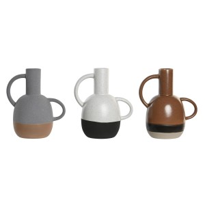Vase DKD Home Decor Weiß Grau Terrakotta Porzellan 19,5 x 12 x 22,6 cm (3 Stück)