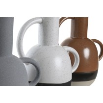 Vase DKD Home Decor Weiß Grau Terrakotta Porzellan 19,5 x 12 x 22,6 cm (3 Stück)