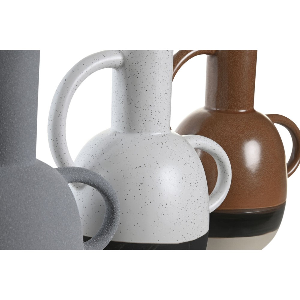 Vase DKD Home Decor White Grey Terracotta Porcelain 19,5 x 12 x 22,6 cm (3 Units)