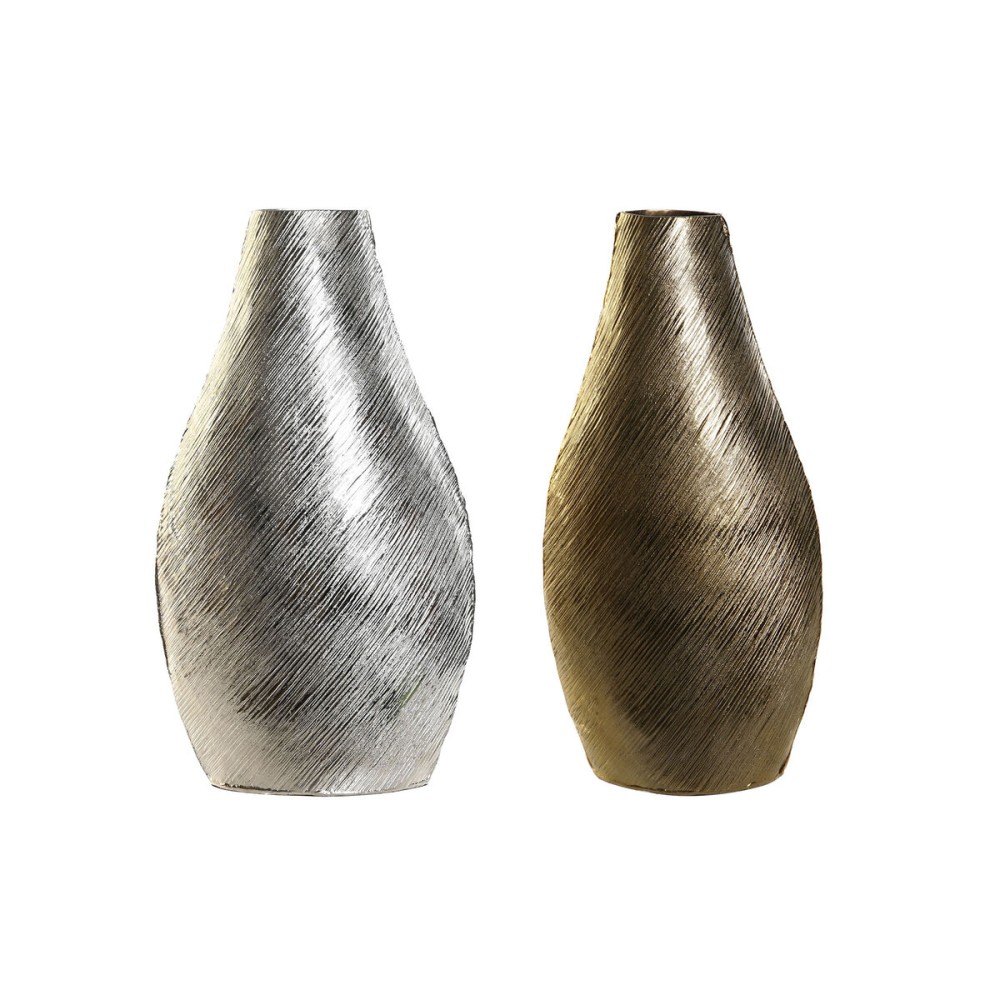 Vase DKD Home Decor Golden Silver Aluminium Modern 22 x 13 x 40,5 cm (2 Units)