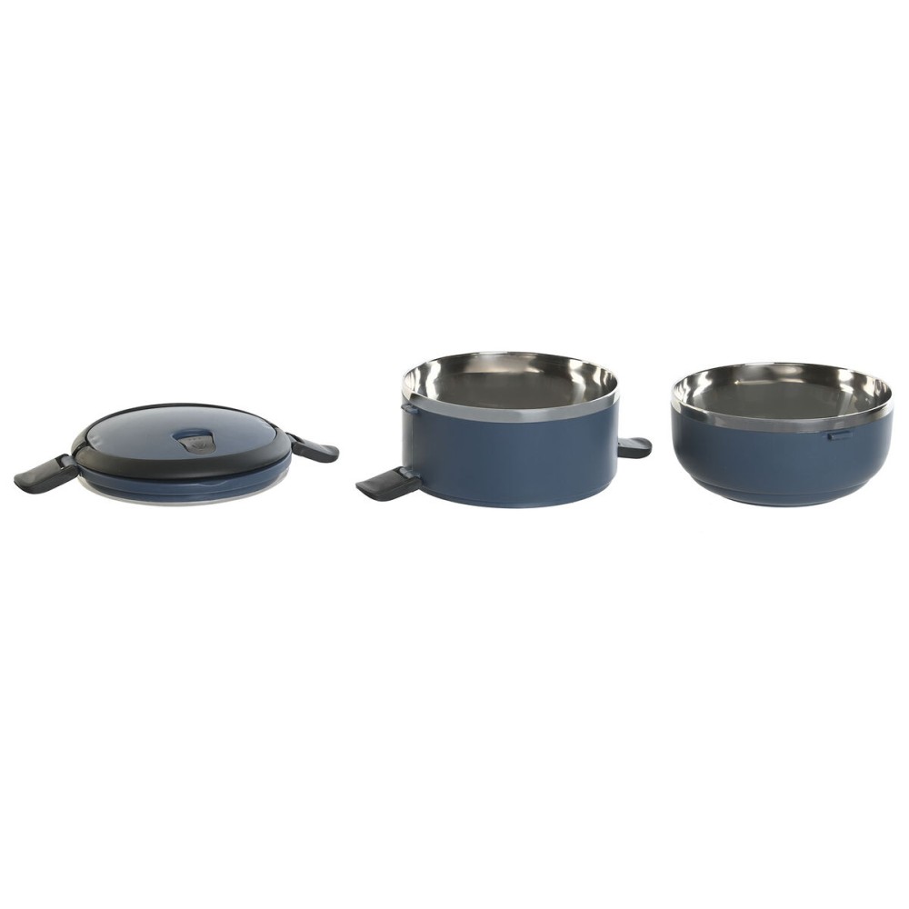 Lunchbox DKD Home Decor Blau Weiß Dunkelgrau Edelstahl Polypropylen 1,5 L (2 Stück)