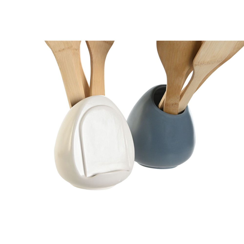 Pot for Kitchen Utensils DKD Home Decor Dolomite 12 x 12 x 13 cm 6 x 1 x 30 cm (2 Units)