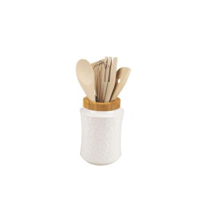 Pot for Kitchen Utensils Home ESPRIT Bamboo Porcelain 6 Pieces