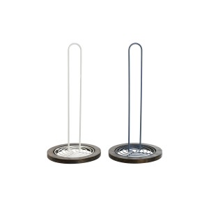 Kitchen Paper Holder DKD Home Decor Blue White Metal Rubber wood 15 x 15 x 31 cm (2 Units)
