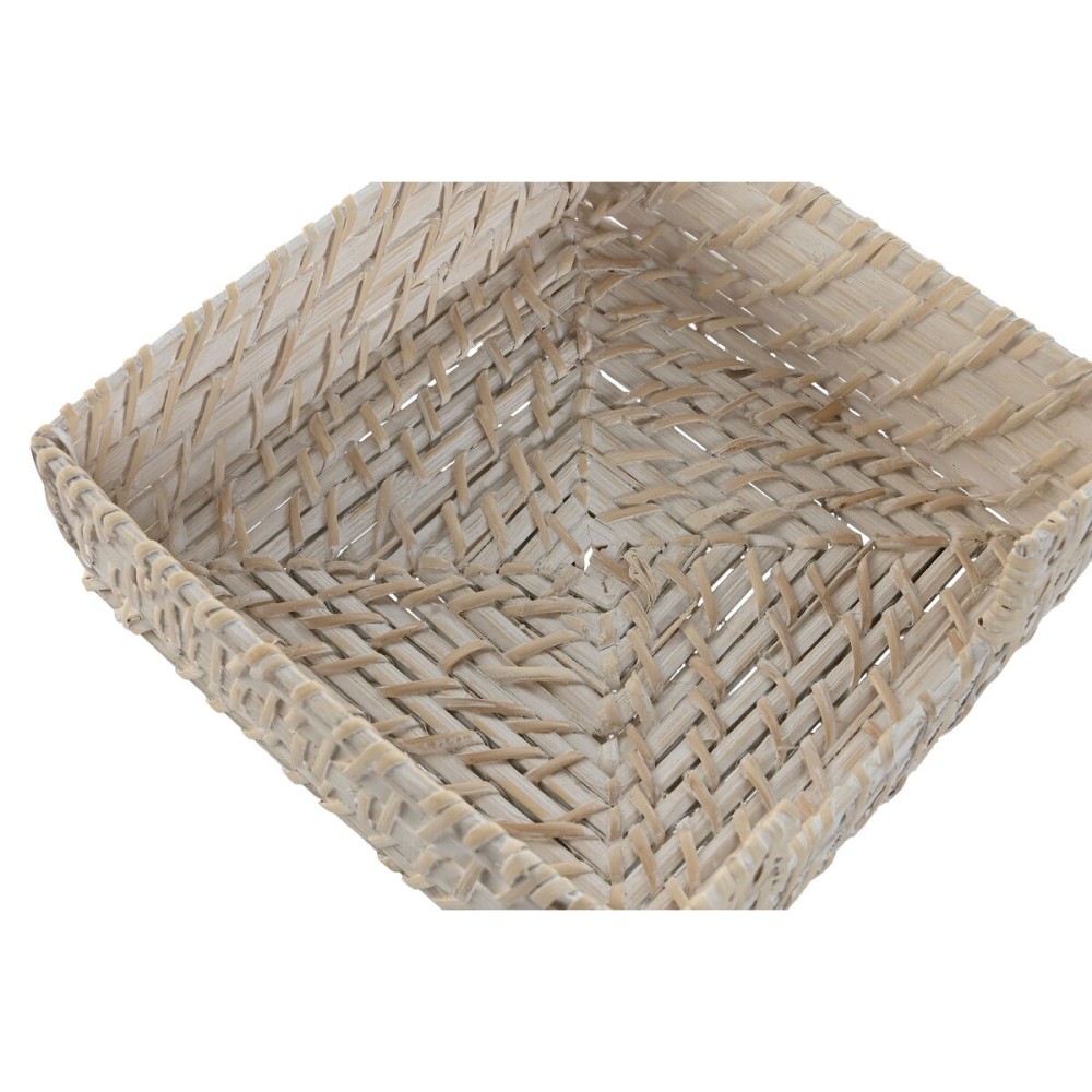 Napkin holder Home ESPRIT White Natural Bamboo Rattan 18 x 18 x 6 cm