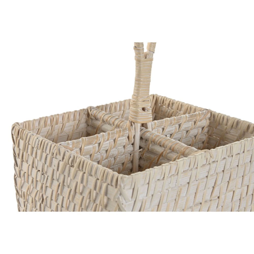 Cutlery basket Home ESPRIT White Natural Bamboo 19 x 19 x 27 cm
