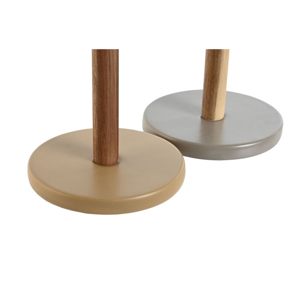Dérouleur de papier de cuisine Home ESPRIT Marron Beige Gris Acacia Dolomite 15 x 15 x 31,5 cm (2 Unités)