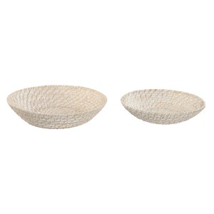 Tischdekoration Home ESPRIT Weiß natürlich Bambus Rattan 35 x 35 x 8 cm (2 Stücke)