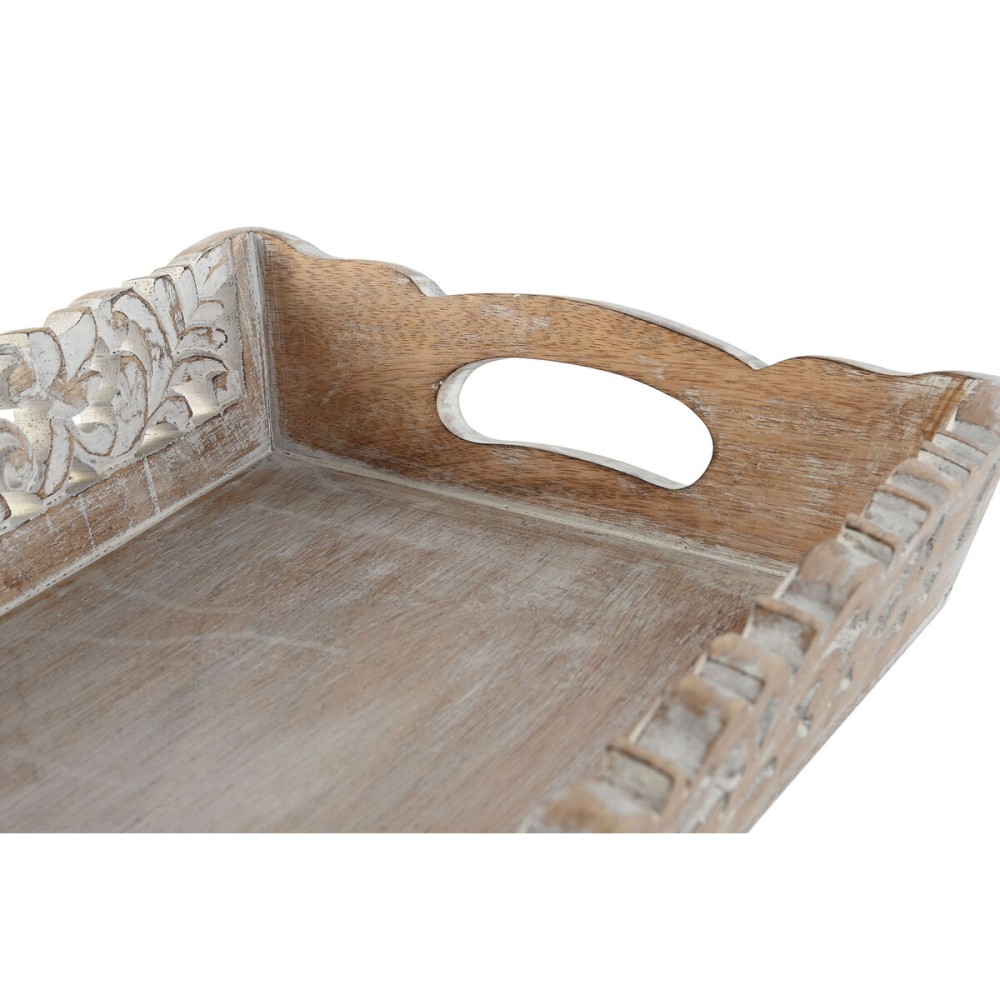 Tablettset Home ESPRIT Weiß natürlich Mango-Holz 40,5 x 25,5 x 6,5 cm (2 Stück)