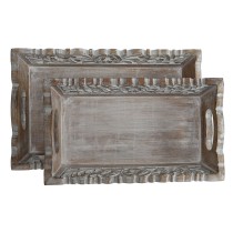 Set of trays Home ESPRIT White Natural Mango wood 40,5 x 25,5 x 6,5 cm (2 Units)