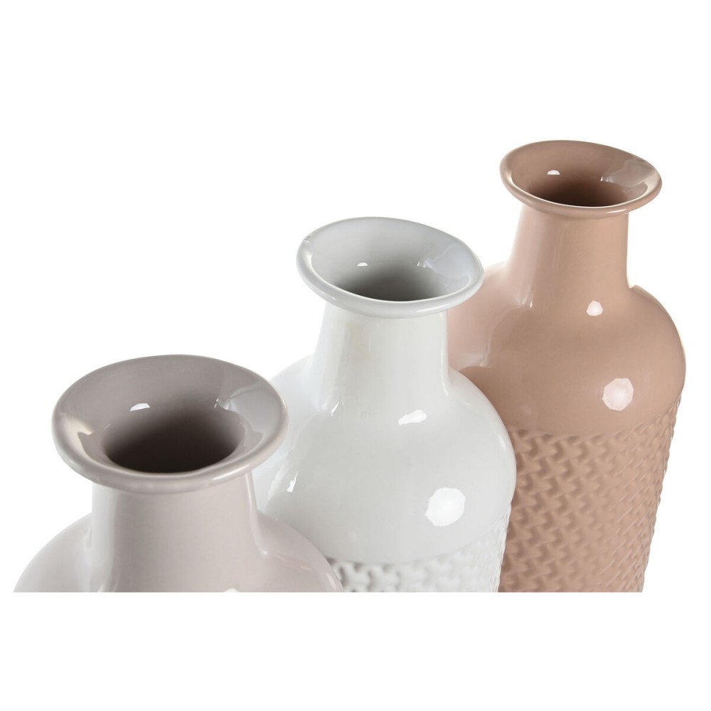 Vase DKD Home Decor Terracotta Light mauve Light Pink Dolomite 13 x 13 x 41 cm (3 Units)
