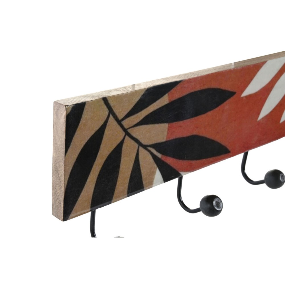 Wandgarderobe DKD Home Decor Bunt Eisen Mango-Holz Tropical Pflanzenblatt Lackierung 38 x 5 x 18 cm (2 Stück)