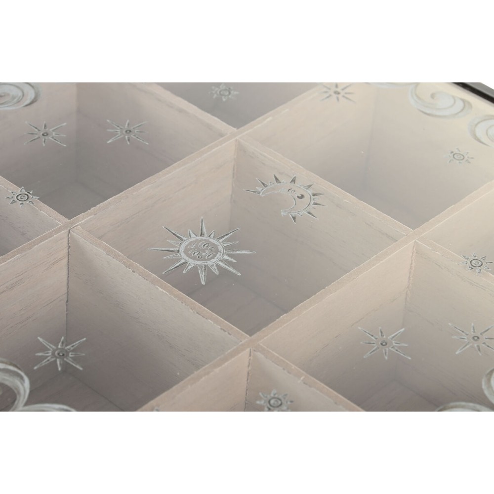 Box for Infusions DKD Home Decor Blue White Black Natural Metal Crystal MDF Wood 24 x 24 x 6,5 cm (2 Units)