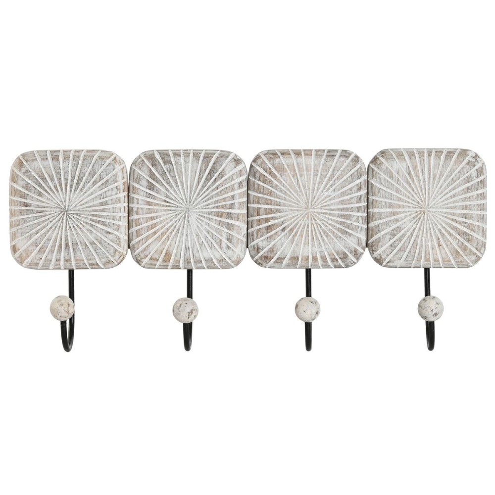 Portemanteau Home ESPRIT Blanc Noir Fer Bois de manguier Urbaine 41 x 7 x 17 cm