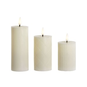 LED Kerze Home ESPRIT Beige 5,5 x 5,5 x 13,5 cm (AA)
