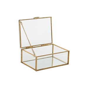 Boîte à bijoux Home ESPRIT Doré Métal Verre 14 X 10,3 X 5,8 cm