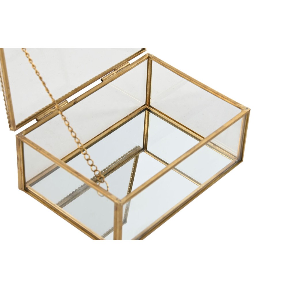 Boîte à bijoux Home ESPRIT Doré Métal Verre 14 X 10,3 X 5,8 cm